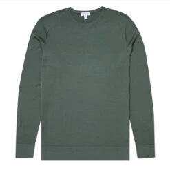 Sunspel Crew Neck Knit Smoke Green