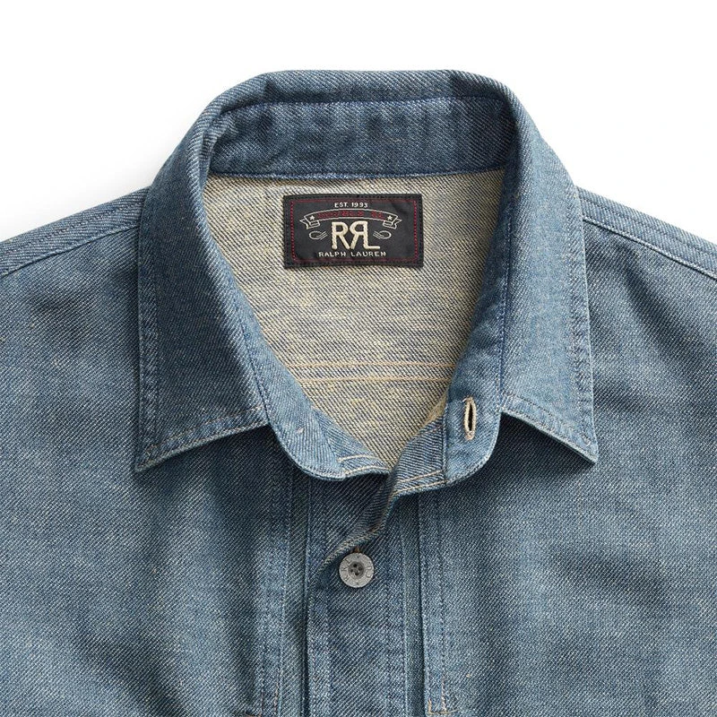 RRL By Ralph Lauren Linen Cotton Twill Overshirt Indigo 5 RRL By Ralph Lauren Linen Cotton Twill Overshirt Indigo - Image 3