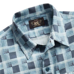 RRL By Ralph Lauren Universal CMP L/S Shirt Dark Blue / Blue -All Style Shop 26960 3