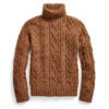 RRL By Ralph Lauren Cable Turtleneck Pullover Knit Tan Donegal Multi -All Style Shop 27231 1