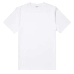 Sunspel Brushed Cotton Mock Neck T-Shirt White
