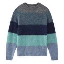 Woolrich Striped Crewneck Knit Green Stripe