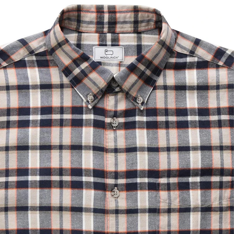 Woolrich Light Flannel Shirt Orange Check 4 Woolrich Light Flannel Shirt Orange Check - Image 2