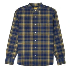 Original Madras Trading Co. No.19 Band Collar Shirt Green / Navy / Yellow