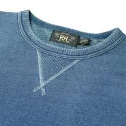 RRL By Ralph Lauren L/S Double V Sweater Washed Blue Indigo -All Style Shop RRL By Ralph Lauren LS Double V Hood Sweater Washed BLue Indigo 15549 3