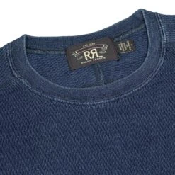 RRL By Ralph Lauren Jacquard-Knit Crew Neck L/S T-Shirt Rinsed Blue Indigo 8 RRL By Ralph Lauren Jacquard-Knit Crew Neck L/S T-Shirt Rinsed Blue Indigo -All Style Shop Ralph Lauren LS Crew Neck RRL Waffle Tee Rinsed Blue Indigo 3 2
