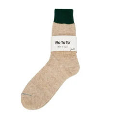 RoToTo Double Face Socks Green / Medium Beige