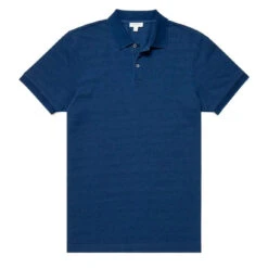 Sunspel Indigo Dyed Cotton Pique Polo Shirt Real Indigo