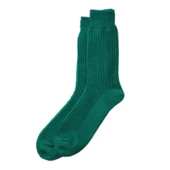 Rototo Cotton Waffle Crew Socks Sea Green